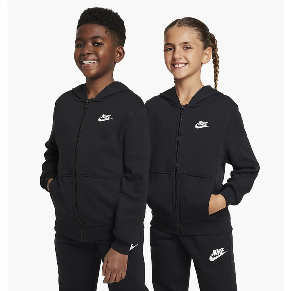 Толстовка (костюм) дитяча Nike Club Fleece Older French Terry Full-Zip Hoodie Black 